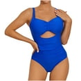 thumbnail image 1 of Holiday Promotion UTSJKR Women Tummy Control Solid Swimsuits Sexy Mesh Sleeveless Swimwear Spaghetti Straps Bathing Suit One Piece Swimsuit Blue 10, 1 of 5