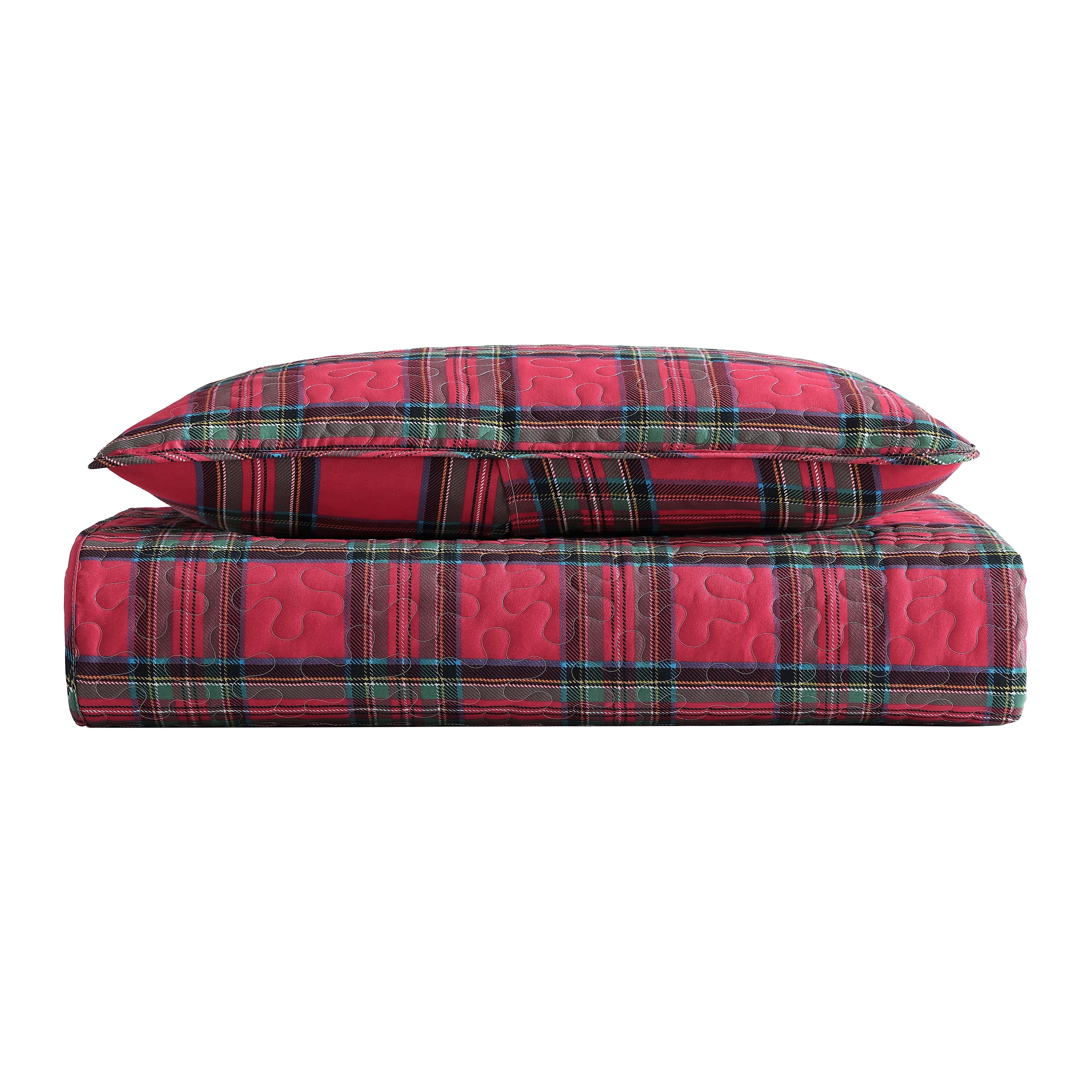 Beatrice Home Fashions, Holiday 2PC Quilt Set, Twin, Tarick Plaid