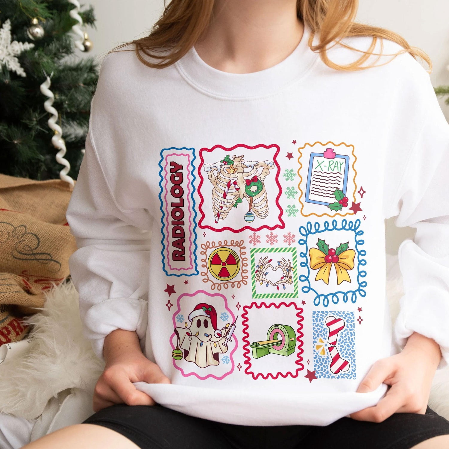 Holiday Radiology X-Ray Collage Crewneck Sweatshirt, Unisex - Walmart.com