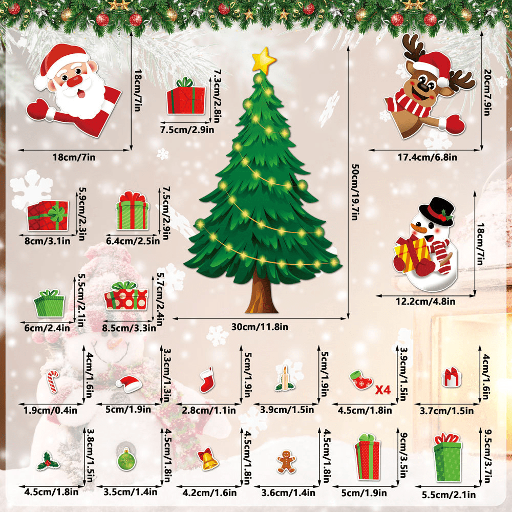 Holiday Refrigerator Magnets Christmas Tree, Santa Reindeer Stickers ...