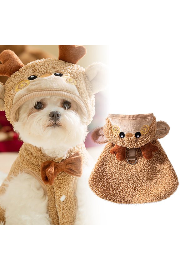 Holiday Reindeer Cape for Cats and Dogs Winter Wear for Indoor Outdoor Celebrations