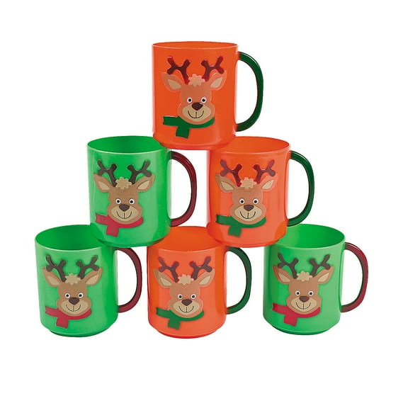 Holiday Reindeer Plastic Mugs