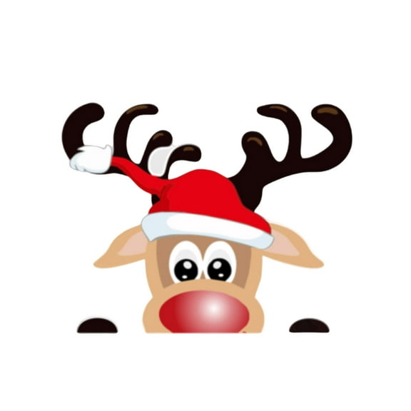 Holiday Reindeer & Santa Car Window Decoration Waterproof PVC Adhesive Easy to Apply Vehicle Window Cling for Christmas