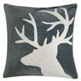 thumbnail image 1 of Holiday Reindeer Velvet Accent Pillow 20x20 – Gray and White with Insert, 1 of 6