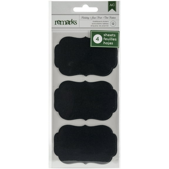 Holiday Remarks Blank Labels 12/Pkg-Chalkboard 3"X2"
