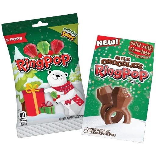 Holiday Ring Pop Lollipop & Milk Chocolate Sprinkles Bundle, Assorted Flavors
