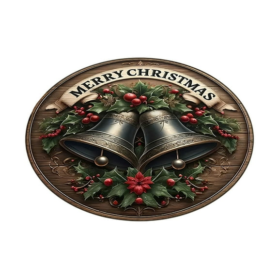 Holiday Round Carpet 24 Inch Christmas Theme Floor Mat Non-Slip Home Decor Rug for Living Room