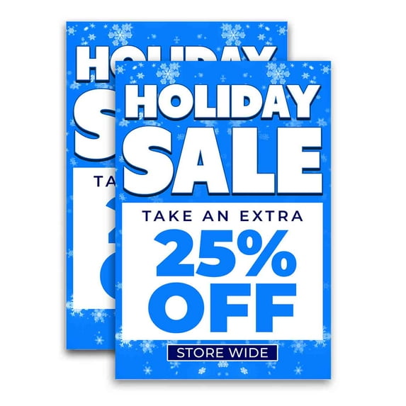 Holiday Sale 25 Percent Off (24" X 36") Vinyl Decal Only (Pack of 2) |Sign|Sticker|Poster