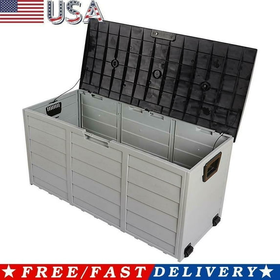Holiday Sale 260L Outdoor Garden Storage Deck Box Chest Tools Cushions Toys Lockable