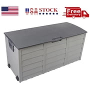 Holiday Sale 75gal 260L Outdoor Garden Plastic Storage Deck Box Backyard Lockable Seat