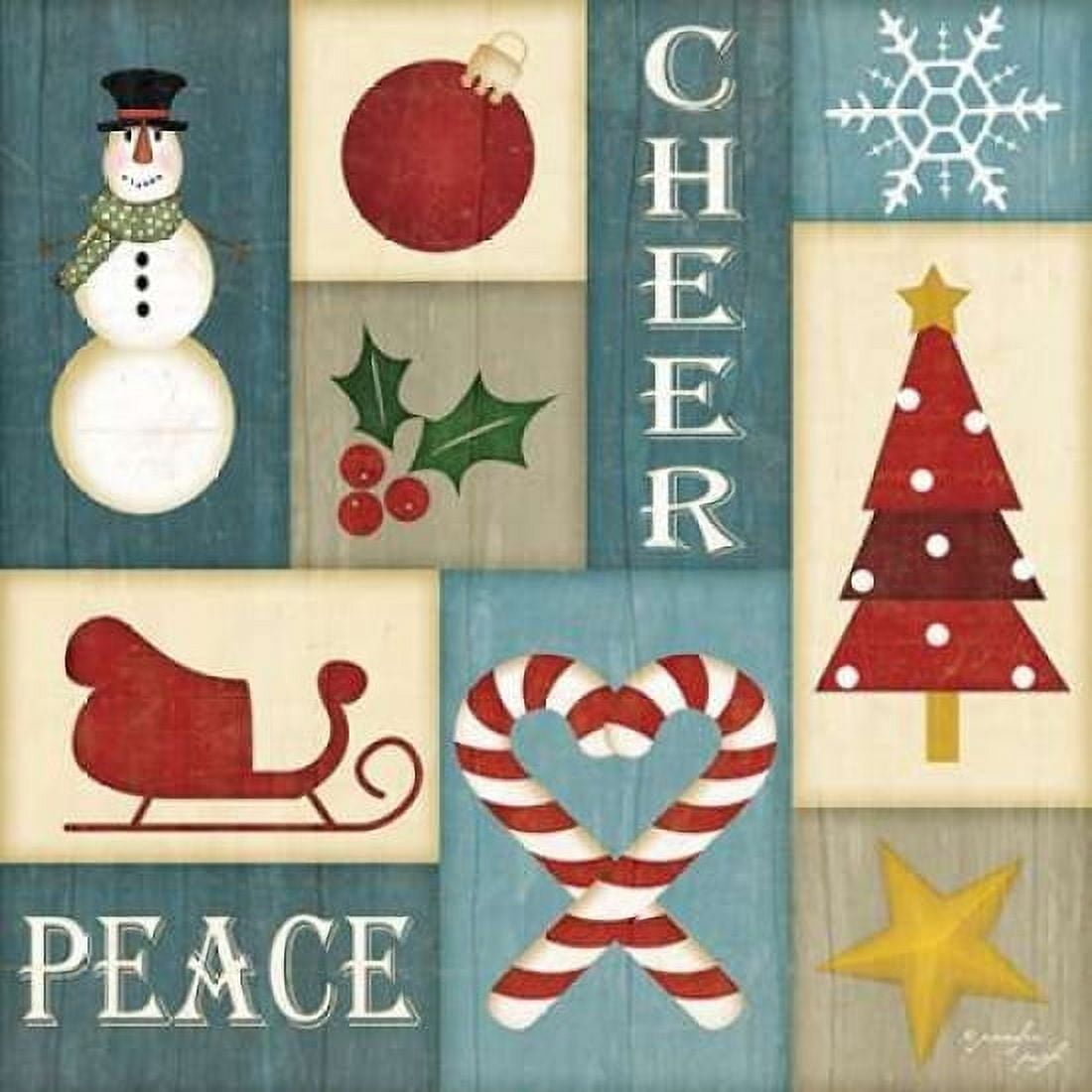 Holiday Sampler Blue - I Canvas Art - Jennifer Pugh (24 x 24)