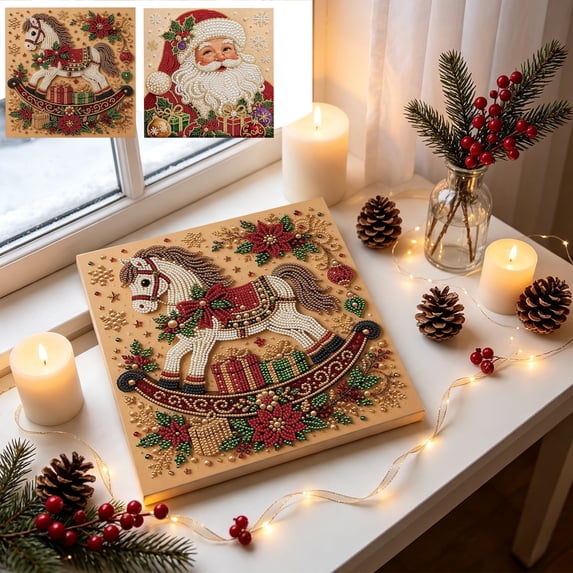 Holiday Saving! BUTASY Christmas Diamond Art Painting Kit, DIY Pearl Painting Art Kit Craft for Holiday Christmas Wall Decor Handmade Home Decoration Gift,7.8×7.8in