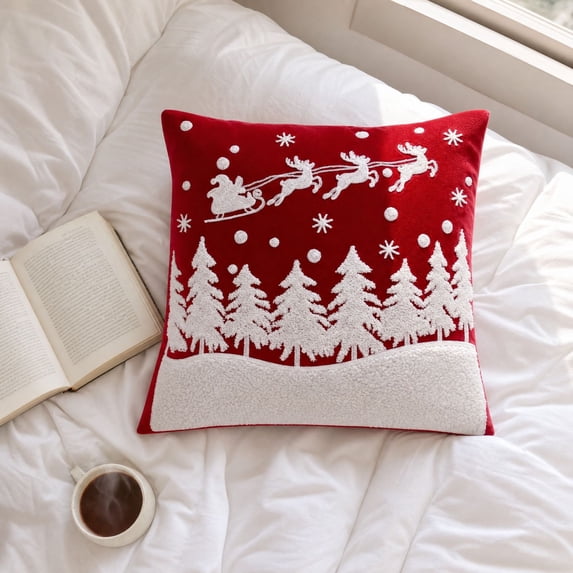 Holiday Saving BUTASY Christmas Pillow Covers Christmas Vibes Decoration Home Textile Products Decoration Christmas Pillow Cover