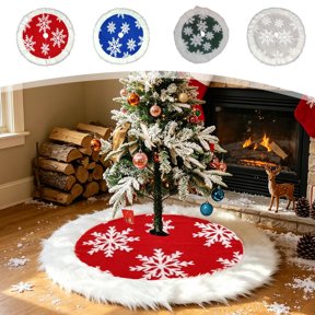 Holiday Saving BUTASY Christmas Tree Skirt Plushy Snowflake-Patterned Patchwork Christmas Tree Skirt Christmas Tree Mat Christmas Scene Decorations