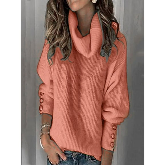 LoyisVidion Lightweight Turtleneck Top for Layered Looks - Fashion Women's Solid Turtleneck Long Sleeve Style Loose Knitting Ladies Tops Blouse