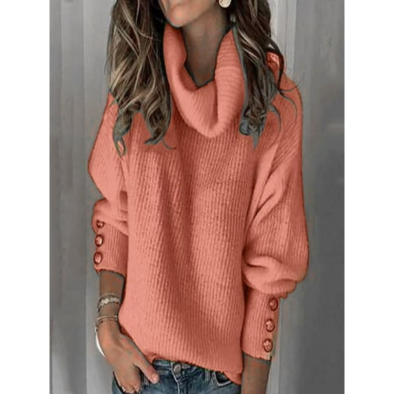 LoyisVidion Lightweight Turtleneck Top for Layered Looks - Fashion Women's Solid Turtleneck Long Sleeve Style Loose Knitting Ladies Tops Blouse