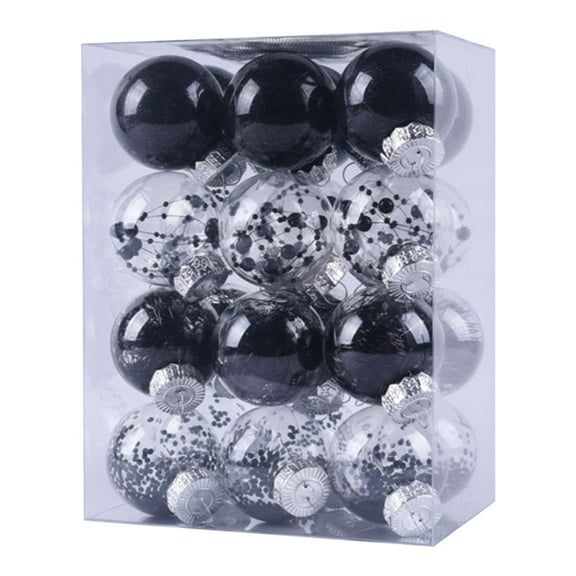 Holiday Savings 2023! aoksee Christmas Baubles Balls Xmas Tree Balls Christmas Decoration Party Ornaments Christmas Tree Balls 24 Piece Set,Black