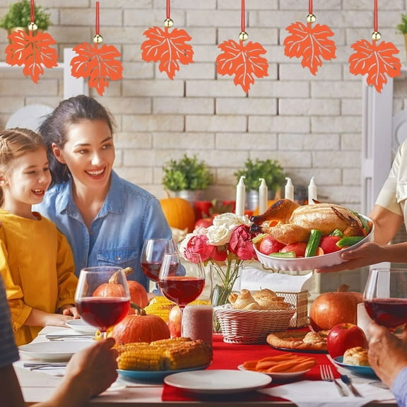 Holiday Savings ASXITE Home Decorations,Fall/Winter Indoor Decorations,10Pcs Thanksgiving Maple Leaf Ornament Felts Cut Out Leaves Bells Family Party