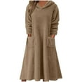 thumbnail image 1 of Holiday AKAFMK Fleece Nightgowns for Women Long Sleeve Comfort Solid Color Hooded Dress Thick and Plush Warm Home Dress Warm Soft Nightwaer Loungewear Pajama Dress, 1 of 5