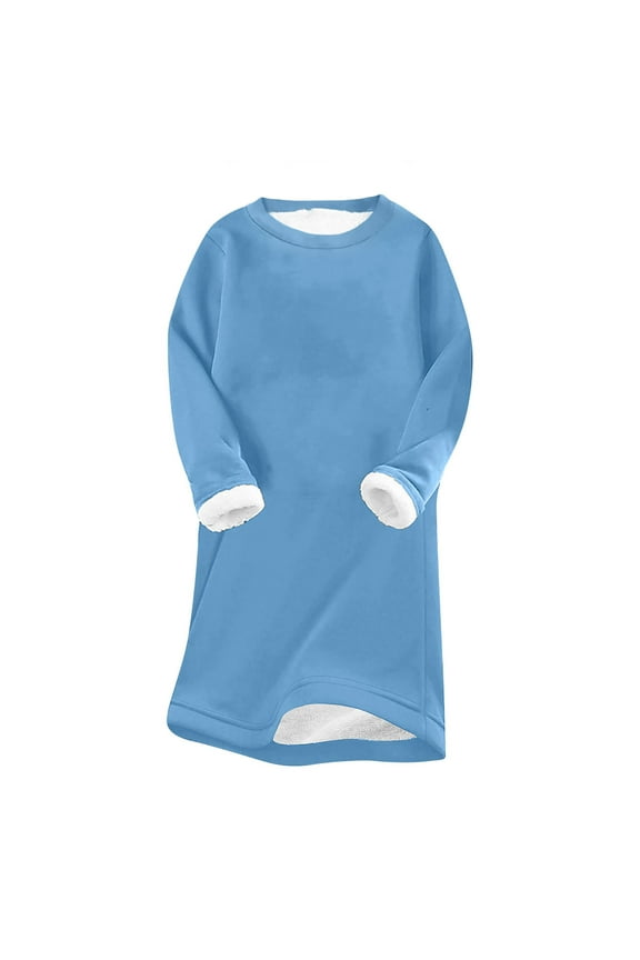 Holiday AKAFMK Winter Dresses for Women Fleece Nightgowns for Women Long Sleeve Solid Color Thick and Plush Warm Home Dress Warm Soft Nightwaer Loungewear Pajama Dress