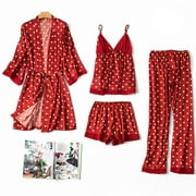 Holiday Savings Clearance 2024! Aofany Women Satin Silk Pajamas Cardigan Nightdress Bathrobe Robes Underwear Sleepwear