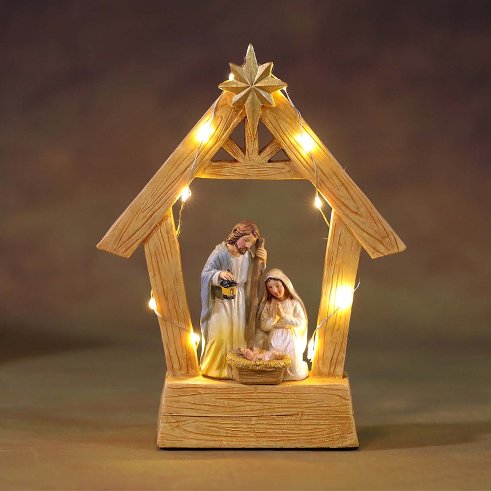 Holiday Savings Clearance TOUMENY Indoor Nativity Scene Christmas Nativity Scene Small Nativity Sets Birth Scene Horse Trough Ornament Christmas Festival Decoration