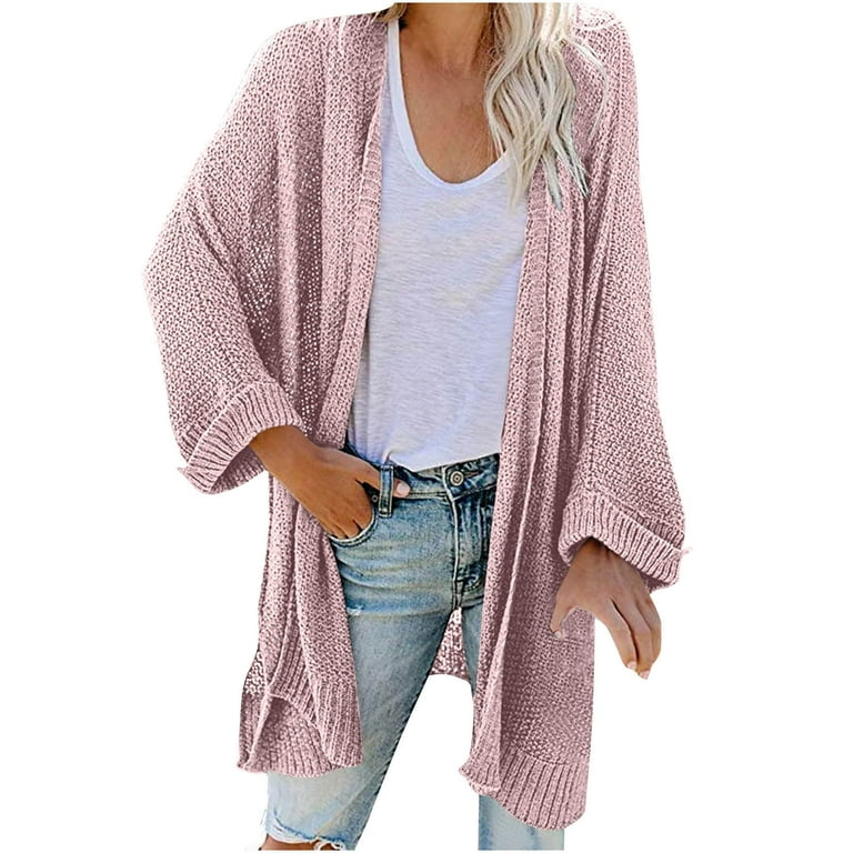 2023! Holiday Women,Womens Outwear Cardigan Sleeve ITSUN Mid-length Cardigan Chunky Front Deals Cardigan Slit Sweaters Lantern Knit Oversized Sweater for Outwear Color Open Savings Solid Side Vintage