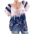 thumbnail image 1 of Bxsruta $5 Shirts, Women Short Sleeve V-Neck Lace Printed Lace Tops Loose Gradient T-Shirt Blouse Tops Pink 5XL, 1 of 7