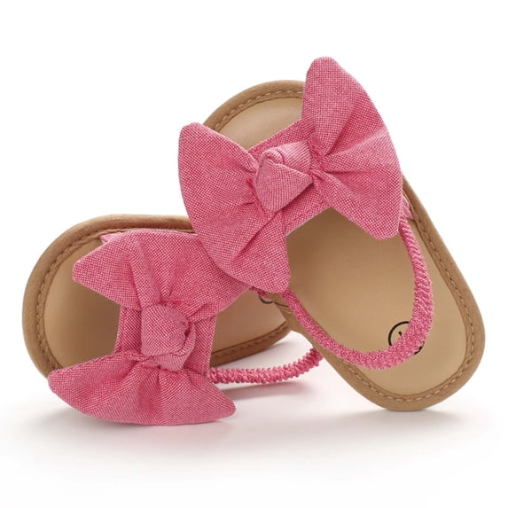 Kukoosong Toddler Sandals Baby Girls Bow Knot Sandals Cute Summer Flat Princess Shoes Infant First Walkers Pink 13