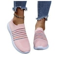thumbnail image 1 of Kukoosong Walking Shoes for Women Fashion Casual Solid Color Stripe Printing Mesh Breathable Slip on Sneakers Loafers Shoes Womens Non Slip Work Workout Shoes Pink 8, 1 of 8
