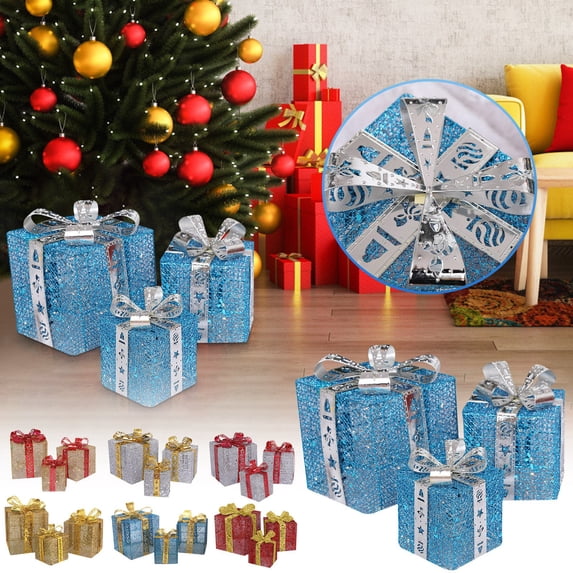 Holiday Savings FAMTKT Christmas Gift Boxes Christmas Decorations 3PCS Christmas Decorate Gift Boxes Christmas Party Home Decorations Holiday Party Yard Decorations Gift Box