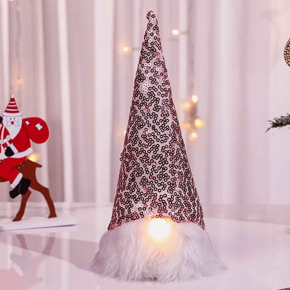Holiday Savings FAMTKT Christmas Gnomes Doll Christmas Decorations New Knitting Sequin Fabric Art Faceless Old Man Luminous Doll Christmas Decoration Luminous Ornament Old Man