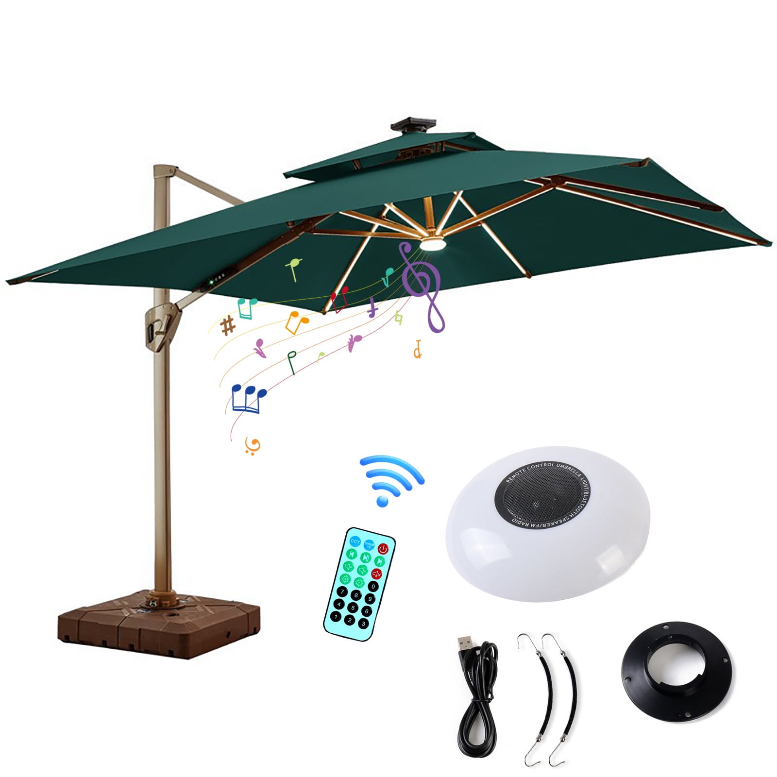 Holiday Savings! Feltree Speaker, Outdoor Umbrella Light with Remote
