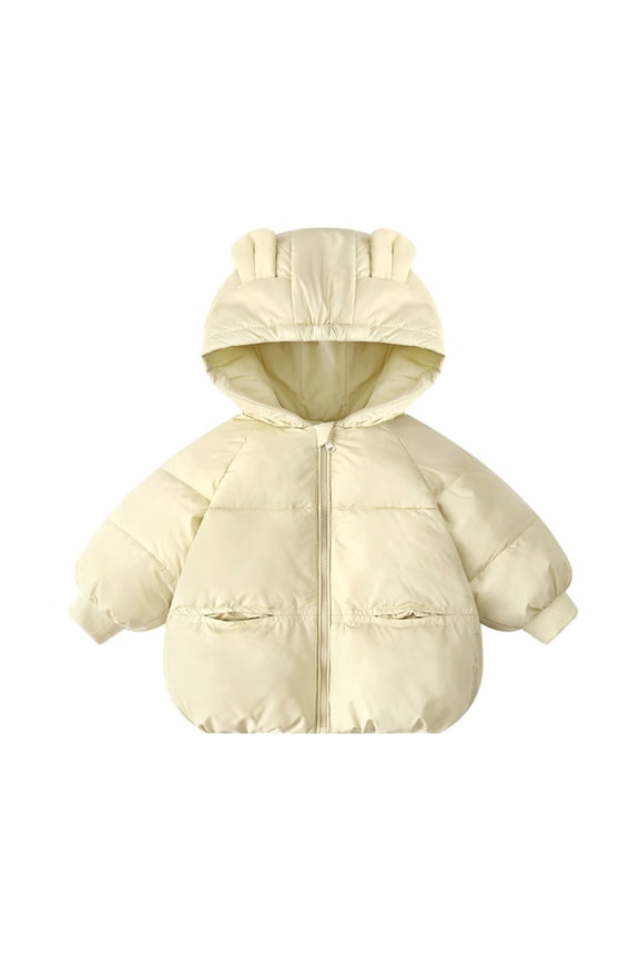 Baby Girls Boy Winter Fleece Jackets With Hooded Toddler Cotton Dress Warm Lined Coat Outer Clothing