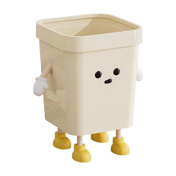 JOGZMZ 1.5 Gallon/ 5.7 L Trash Can Plastic Trash Can Rectangular High Value Storage Bucket Household Pressure Ring Trash Can Living Room Toilet Bedroom Wastebasket Bucket Yellow