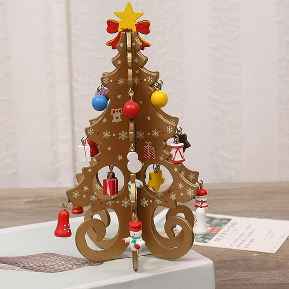 Holiday Savings! Qiaocaity Wooden Christmas Tree, Christmas Gift, Six-piece Tree with Small Pendants Set, Christmas Ornaments, Gifts and Decorations