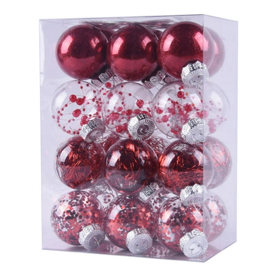 Staron 24Pcs Red Christmas Ornaments, Christmas Tree Balls Ornaments for Xmas Christmas Tree 60mm/2.36" Christmas Ornaments Set Shatterproof Christmas Balls for Christmas