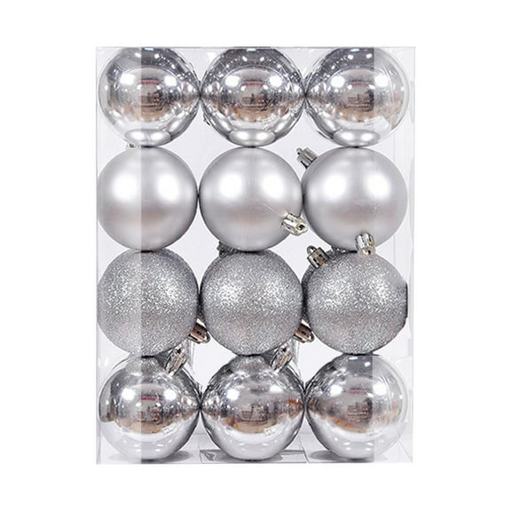Staron 24Pcs Silver Christmas Ornaments, Mini Christmas Balls Ornaments 30mm/1.18" Small Christmas Balls Shatterproof Christmas Ornaments Hanging Ball for Xmas Tree Christmas