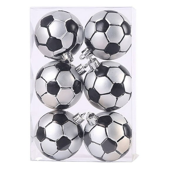 Staron 6Pcs Football Christmas Ornaments, Christmas Tree Balls Ornaments for Xmas Christmas Tree 60mm/2.36" Shatterproof Christmas Balls for Holiday Wedding Party Christmas