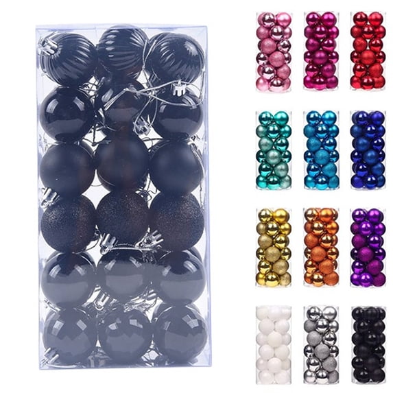 Staron Black Christmas Ornaments, 36Pcs Christmas Tree Balls Ornaments for Xmas Christmas Tree Decorations 40mm/1.57" Christmas Ornament Balls for Holiday Wedding Party