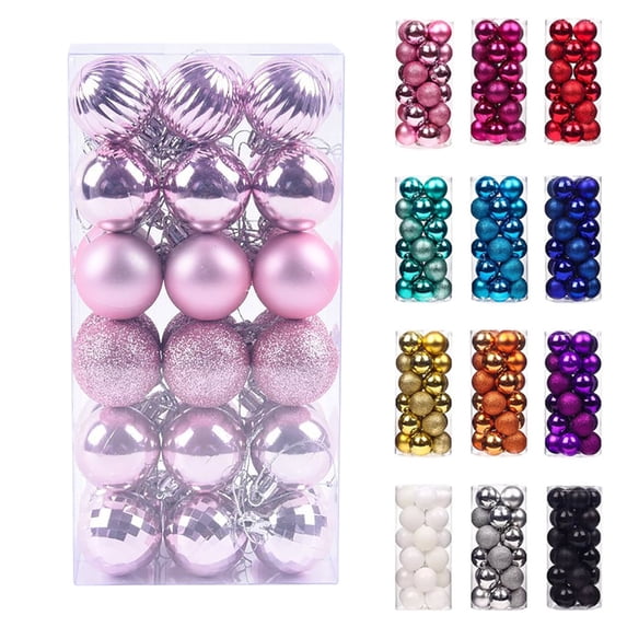 Staron Pink Christmas Ornaments, 36Pcs Christmas Tree Balls Ornaments for Xmas Christmas Tree Decorations 40mm/1.57" Christmas Ornament Balls for Holiday Wedding Party