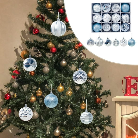 Holiday Savings! Titcea 2.36 Inch 12Pcs Christmas Balls Ornaments, Shatterproof Hanging Christmas Tree Ornaments, Plastic Bright Colored Christmas Ornaments, Christmas Gifts