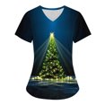 thumbnail image 1 of Titcea Christmas Scrub Tops Women Christmas Print Short Sleeved V Neck Scrub Tops with Pockets Lightweight Stretchy Scrub Shirts, 1 of 1