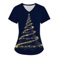 thumbnail image 1 of Titcea Christmas Scrub Tops Women Christmas Tree Printed Short Sleeved V Neck Nursing Uniforms with Pockets Lightweight Comfort Scrub Shirts, 1 of 3