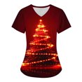 thumbnail image 1 of Titcea Christmas Scrub Tops Women Christmas Tree Printed Short Sleeved V Neck Nursing Uniforms with Pockets Loose Comfort Scrub Shirts, 1 of 3