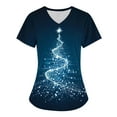 thumbnail image 1 of Titcea Christmas Scrub Tops Women Christmas Tree Printed Short Sleeved V Neck Nursing Uniforms with Pockets Loose Comfort Scrub Shirts, 1 of 3