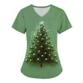 thumbnail image 1 of Titcea Christmas Scrub Tops Women Christmas Tree Printed Short Sleeved V Neck Nursing Uniforms with Pockets Loose Comfort Scrub Tops, 1 of 1