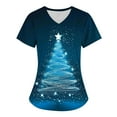 thumbnail image 1 of Holiday Savings! Titcea Christmas Scrub Tops Women Christmas Tree Printed Short Sleeved V Neck Nursing Uniforms with Pockets Loose Comfort Scrub Tops, 1 of 1