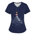 thumbnail image 1 of Titcea Christmas Scrub Tops Women Christmas Tree Printed Short Sleeved V Neck Nursing Uniforms with Pockets Loose Comfort Scrub Tops, 1 of 2
