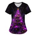 thumbnail image 1 of Titcea Christmas Scrub Tops Women Christmas Tree Printed Short Sleeved V Neck Nursing Uniforms with Pockets Loose Comfort Scrub Tops, 1 of 1